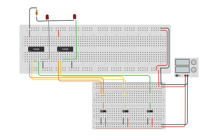 Circuit design build full adder using half adder - Tinkercad