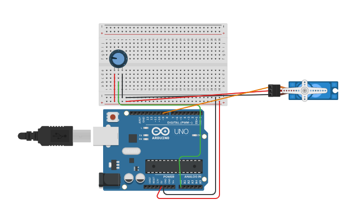 Circuit design Copy of Servo motor - Tinkercad