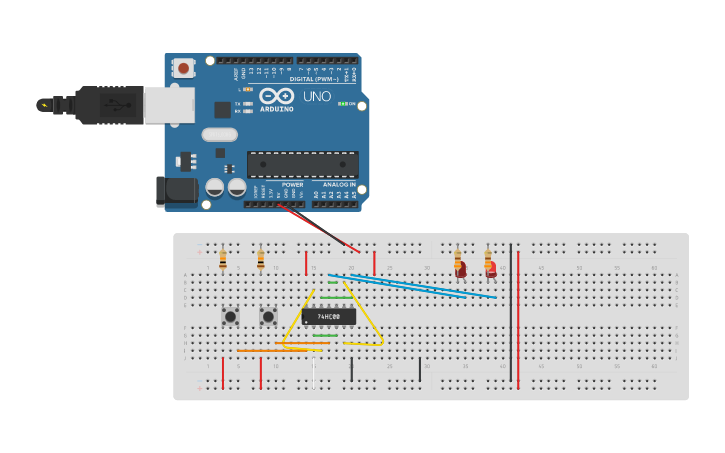 Circuit design NAND SR Latch - Tinkercad