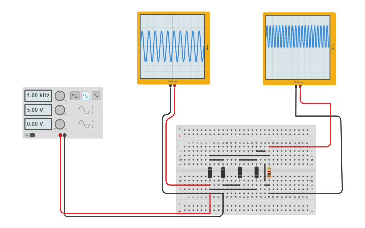 Circuit design full wave rectifier - Tinkercad