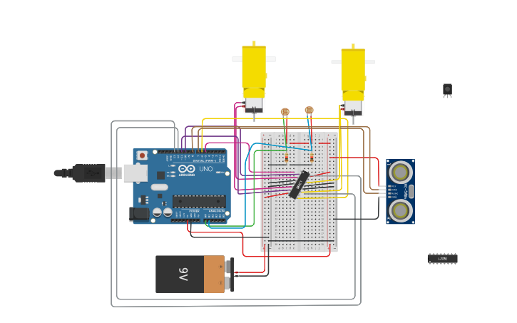 Circuit design line following robot - Tinkercad
