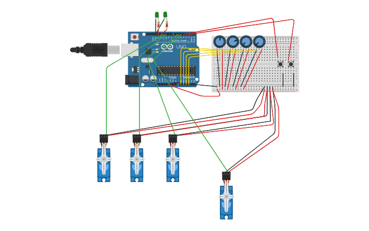 Circuit design ROBOTIC ARM - Tinkercad