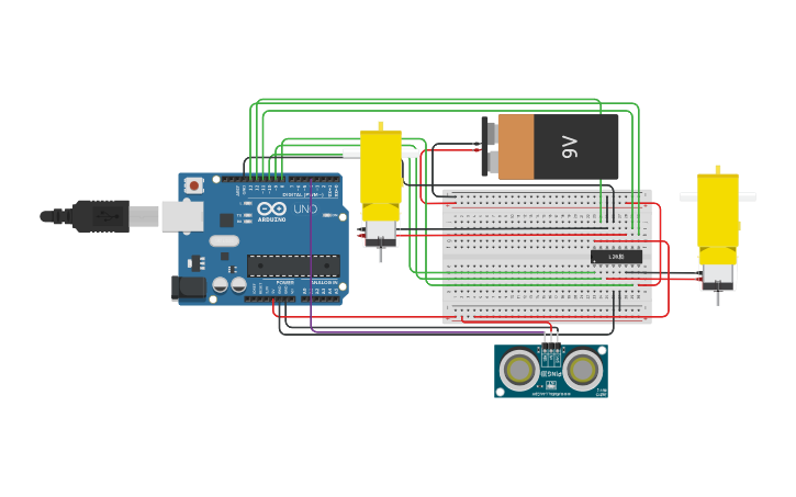 Circuit Design Ultrasonic Sensor Tinkercad