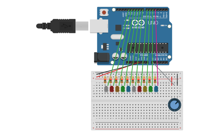 Circuit design Potenciometro - Tinkercad