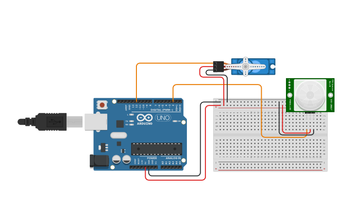 Circuit design PIR Sensor - Tinkercad