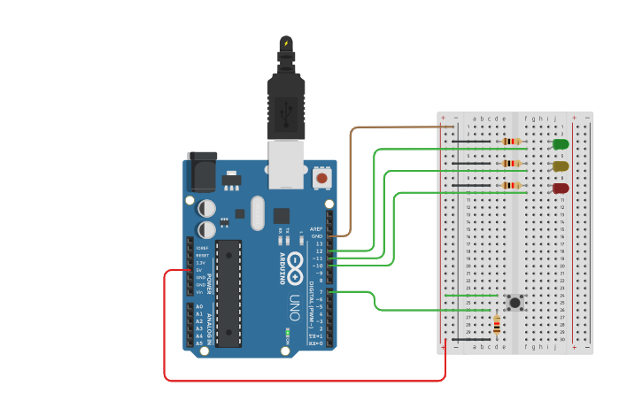 Circuit Design Semáforo Digitales Tinkercad