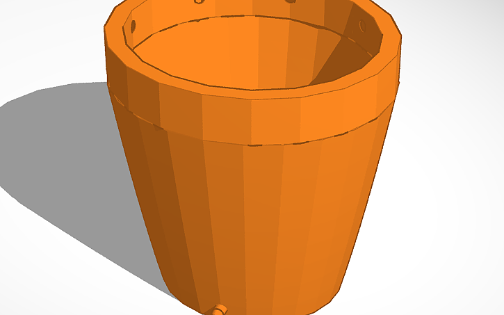 3D design 1/4'' barbed self watering pot - Tinkercad