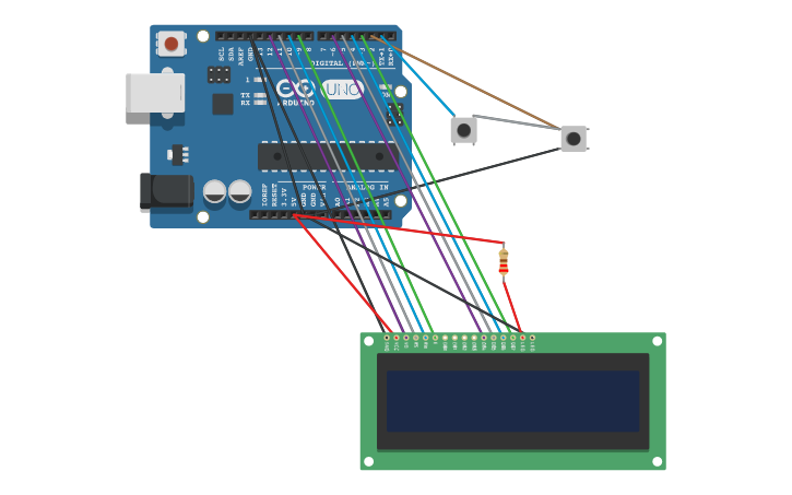 Circuit design Hero Arduino LCD Game - Tinkercad