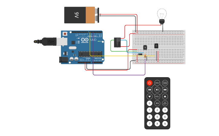 Circuit design Lampara y sensor infrarojo - Tinkercad