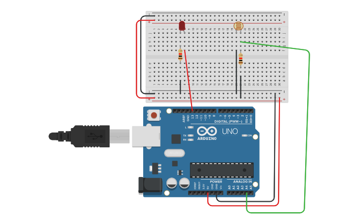 Circuit design Light-Dark Sensors - Tinkercad