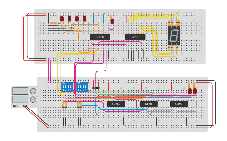 Circuit design ALU 2-bit - Tinkercad