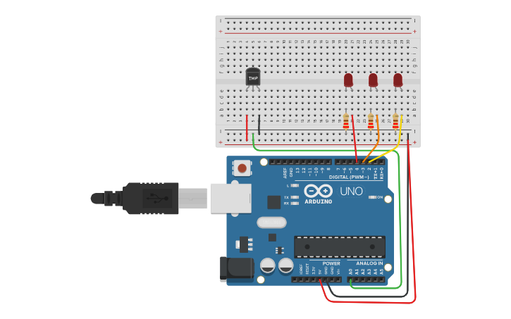 Circuit design Temperature Sensor - Tinkercad