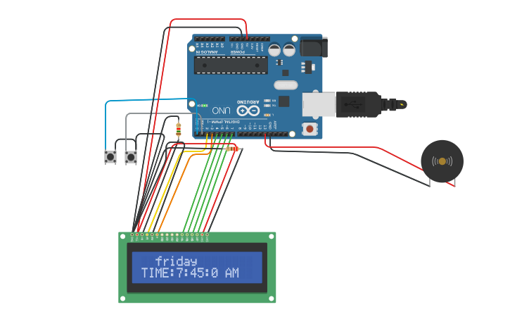 Circuit Design Arduino Digital Clock Without Rtc Module Tinkercad 9479