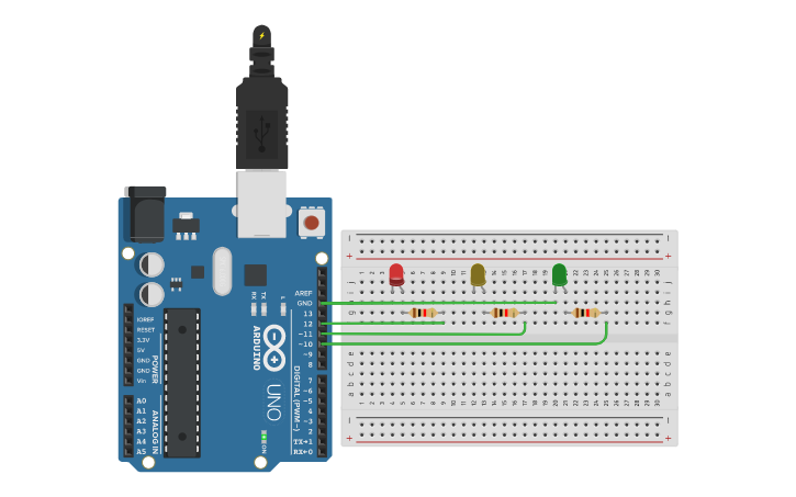 Circuit design ARDUINO semafor - Tinkercad