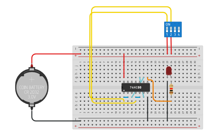Circuit design nor using and - Tinkercad