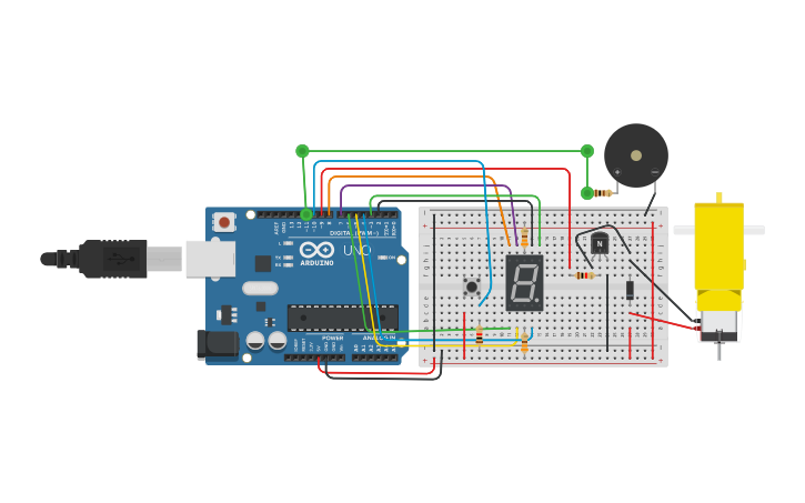 Circuit design 7 segments - Tinkercad
