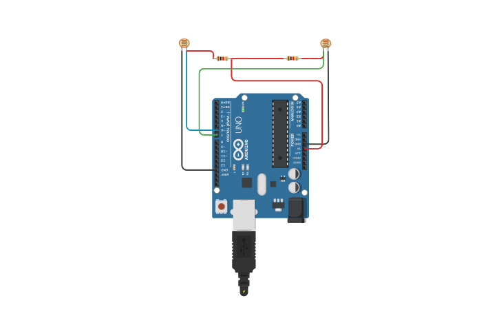 Circuit design 2 sensores - Tinkercad