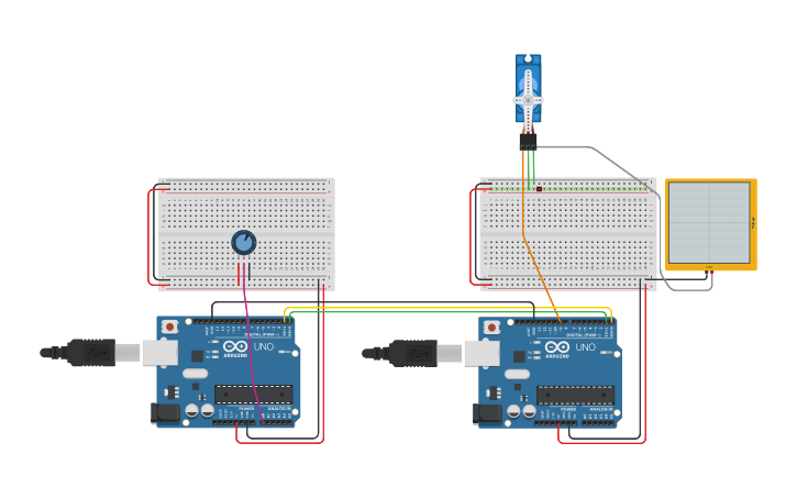 Circuit design Two Arduino Boards Serial Communication (UART) - Tinkercad