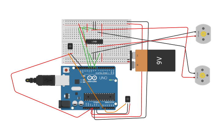 Circuit design EDGE AVOIDANCE ROBOT USING IR SENSOR - Tinkercad