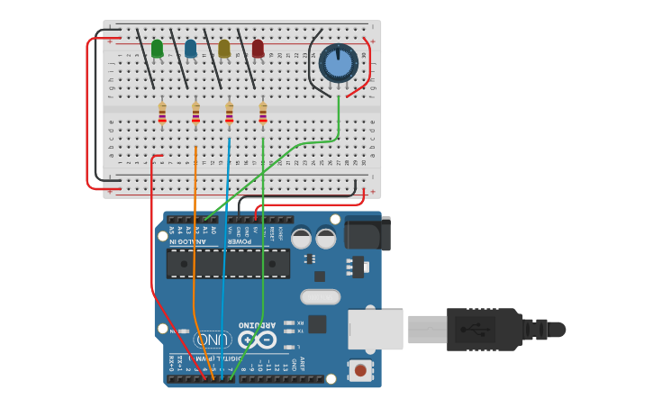 Circuit design Led Potenciômetro | Tinkercad