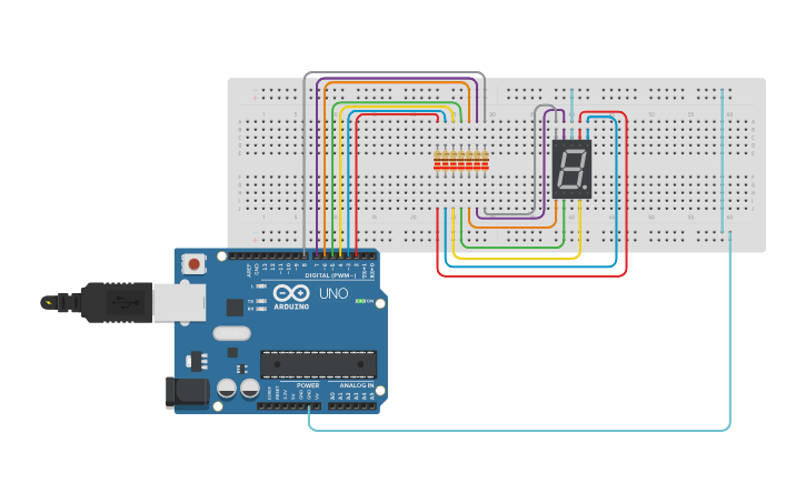 Circuit design Display 7 Segments - Tinkercad
