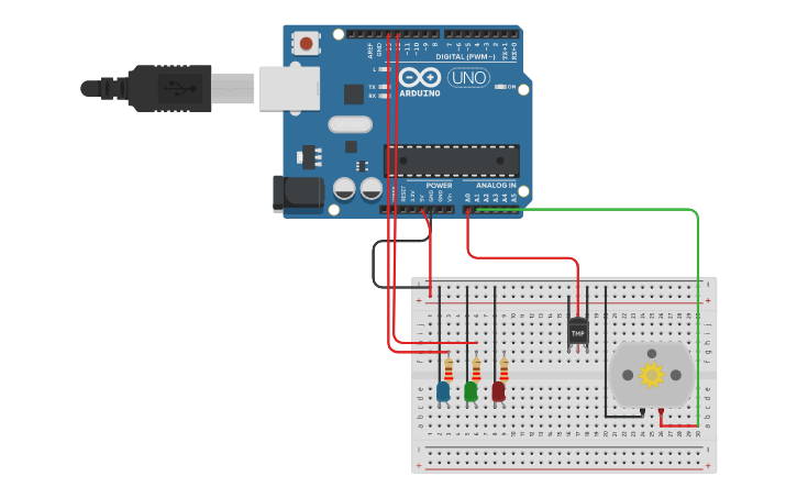 Circuit design Temp Sensor - Tinkercad