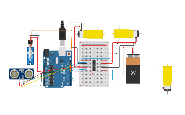 Circuit design bluetooth control car - Tinkercad