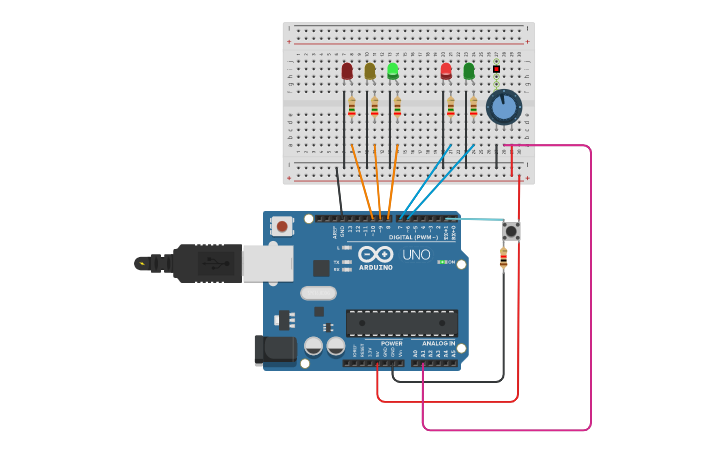 Circuit design LAB SEMAFORO | Tinkercad