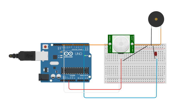 Circuit design PIR Motion Sensor 63700131 - Tinkercad