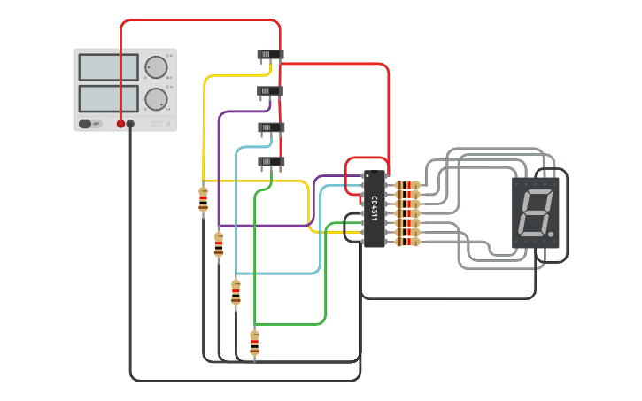 Circuit Design 7 Segments Tinkercad 7106