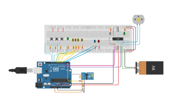 Circuit design Washing Machine - Tinkercad