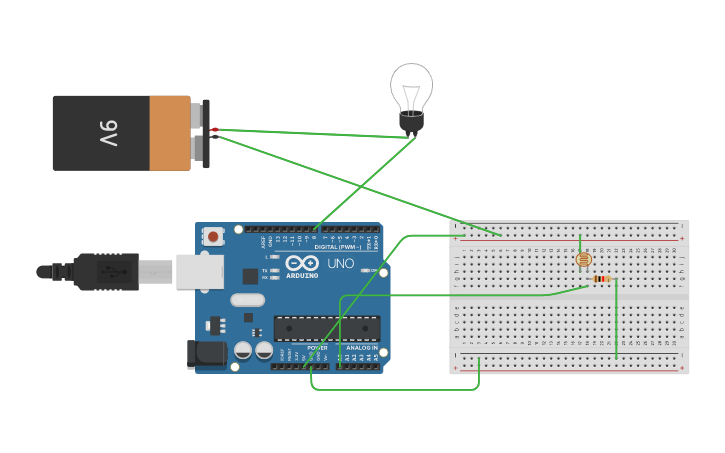 Circuit design Automated Lights - Tinkercad