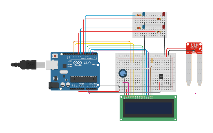 Circuit design Monitor de Temperatura y Humedad - Tinkercad