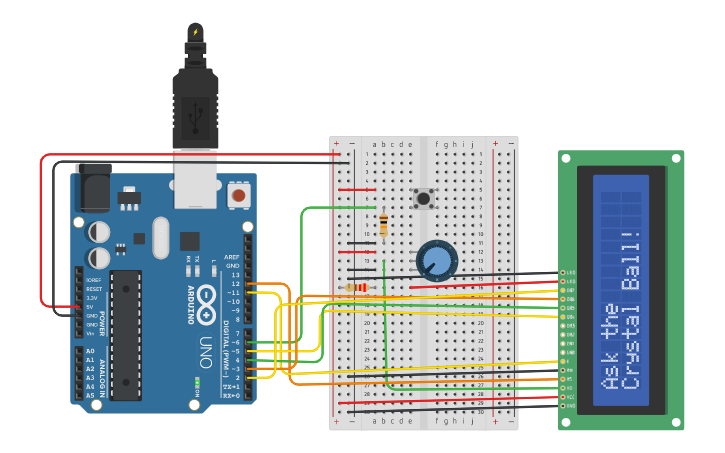 Arduino Crystal Ball Code Example Circuit design project 11- crystal ball - Tinkercad