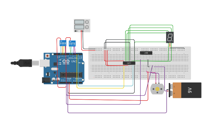 Circuit design Smart lift management - Tinkercad