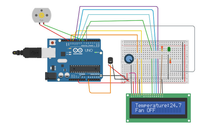 Circuit Design Temperature Sensor With Dc Motor Tinkercad 2710