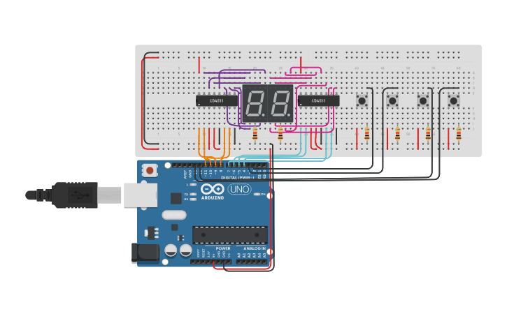 Circuit design Counter cu afisaj doua cifre cu 7-segment display ...