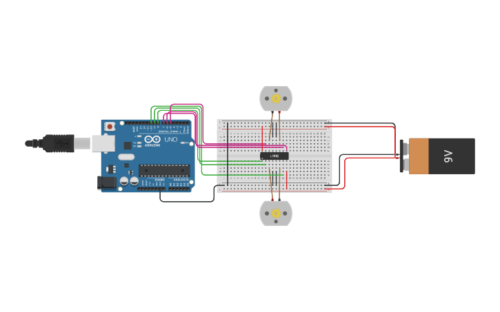 Circuit design Circuit for two-wheel robot base - Tinkercad
