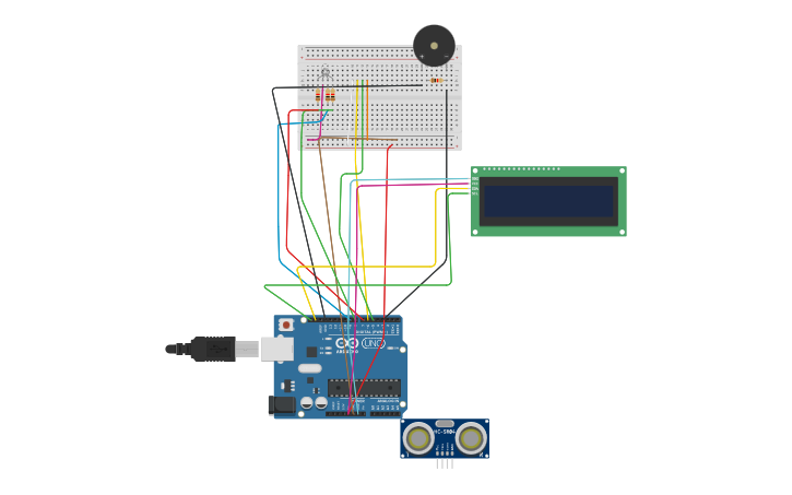 Circuit design Arduino ultrasonic - Tinkercad