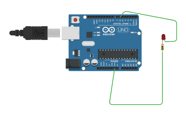 Circuit design Blink the LED with 50% duty cycle using Arduino - Tinkercad