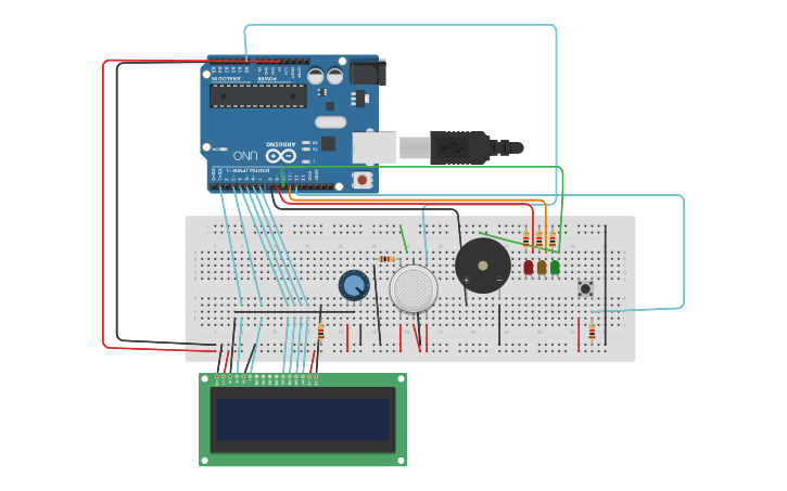 Circuit design Smoke Detection System - Tinkercad