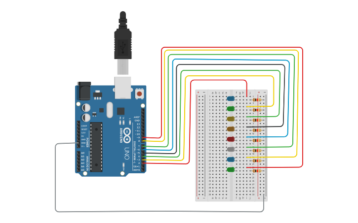 Circuit design Multiple LED - Tinkercad