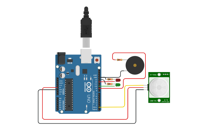 Circuit design PIR Motion Sensor | Tinkercad