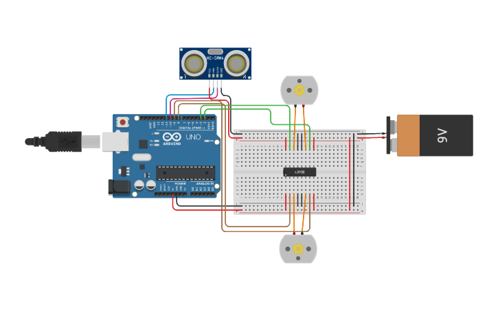 Circuit design Controlador L293D | Tinkercad