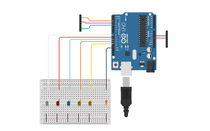 Circuit design LED Module RC Cars Arduino - Tinkercad
