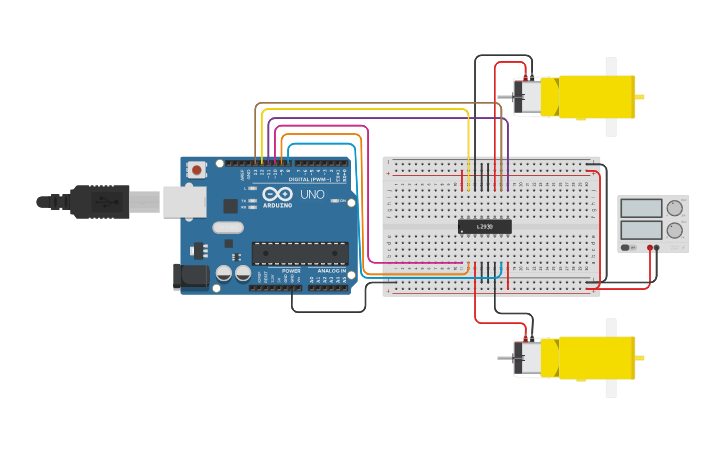 Circuit design H bridge l298/l293 motor - Tinkercad