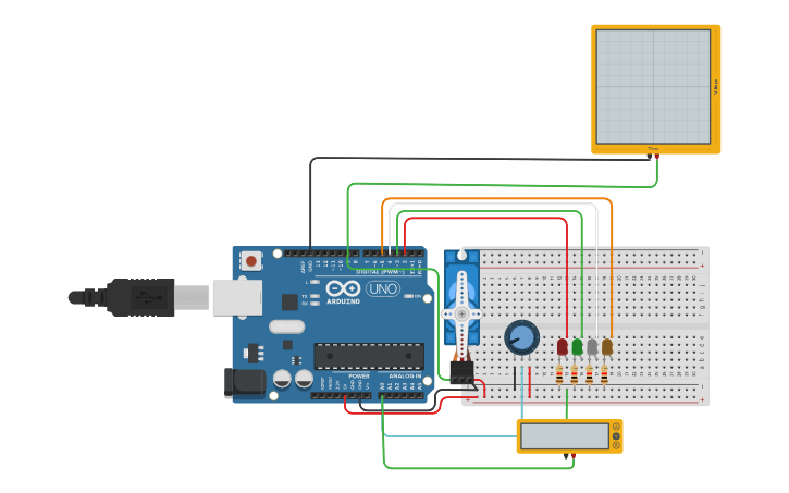 Circuit design SERVO POT - Tinkercad