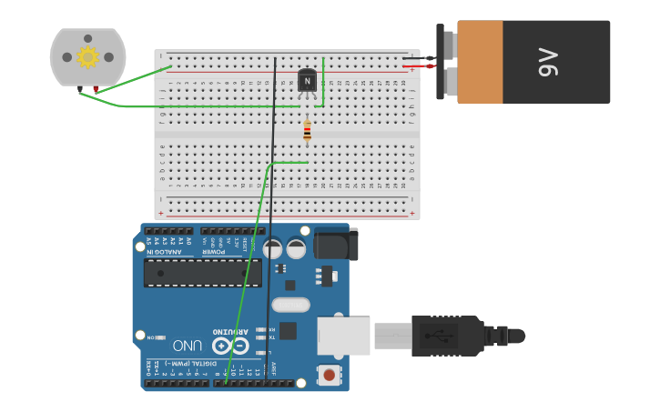 Circuit design control motor digital - Tinkercad