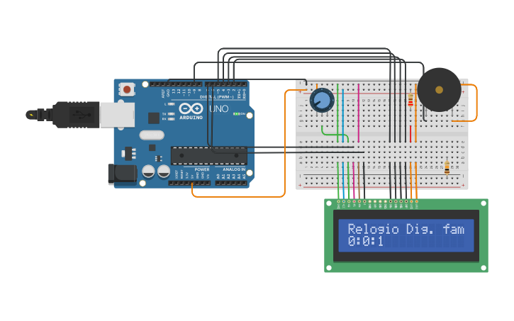 Circuit design Relogio Digital | Tinkercad