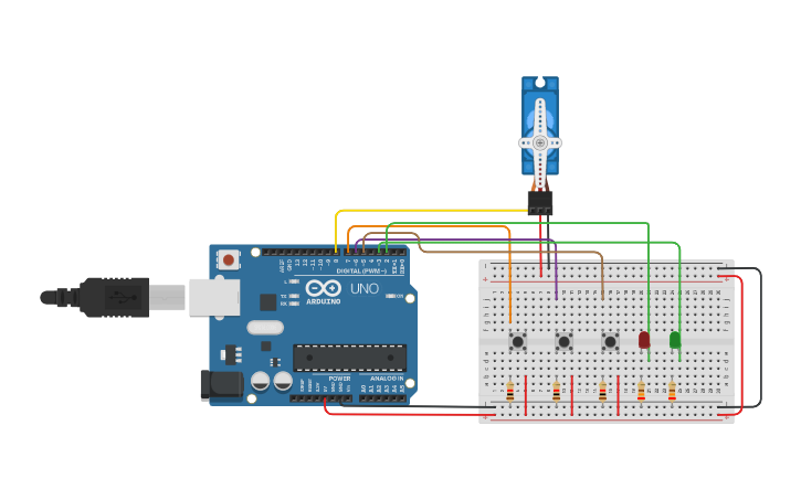 Circuit design servomotore - Tinkercad